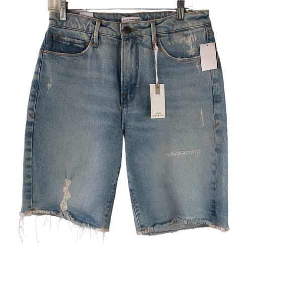 NWT Good American ‘90S Bermuda Distressed Denim Jean Shorts Women's Size 2 26 - Picture 4 of 10
